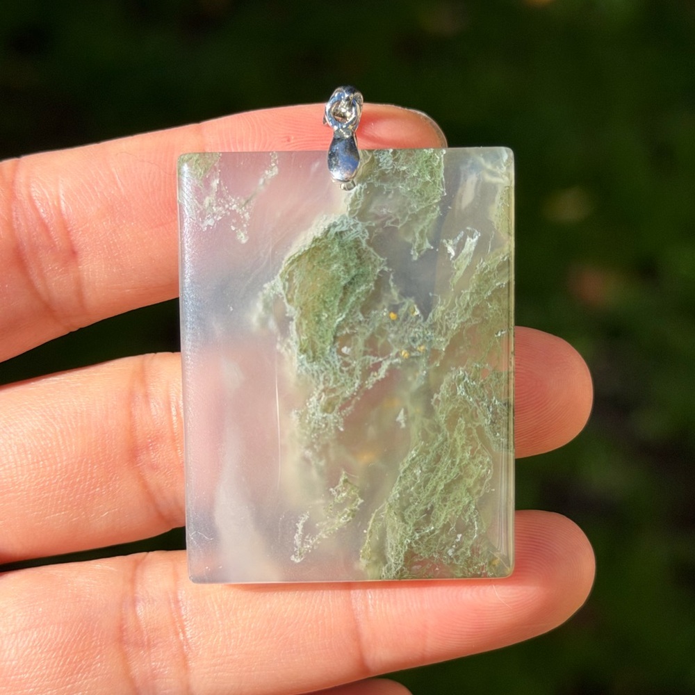 Sterling Silver 925 Stamped Rectangular Transluce… - image 2